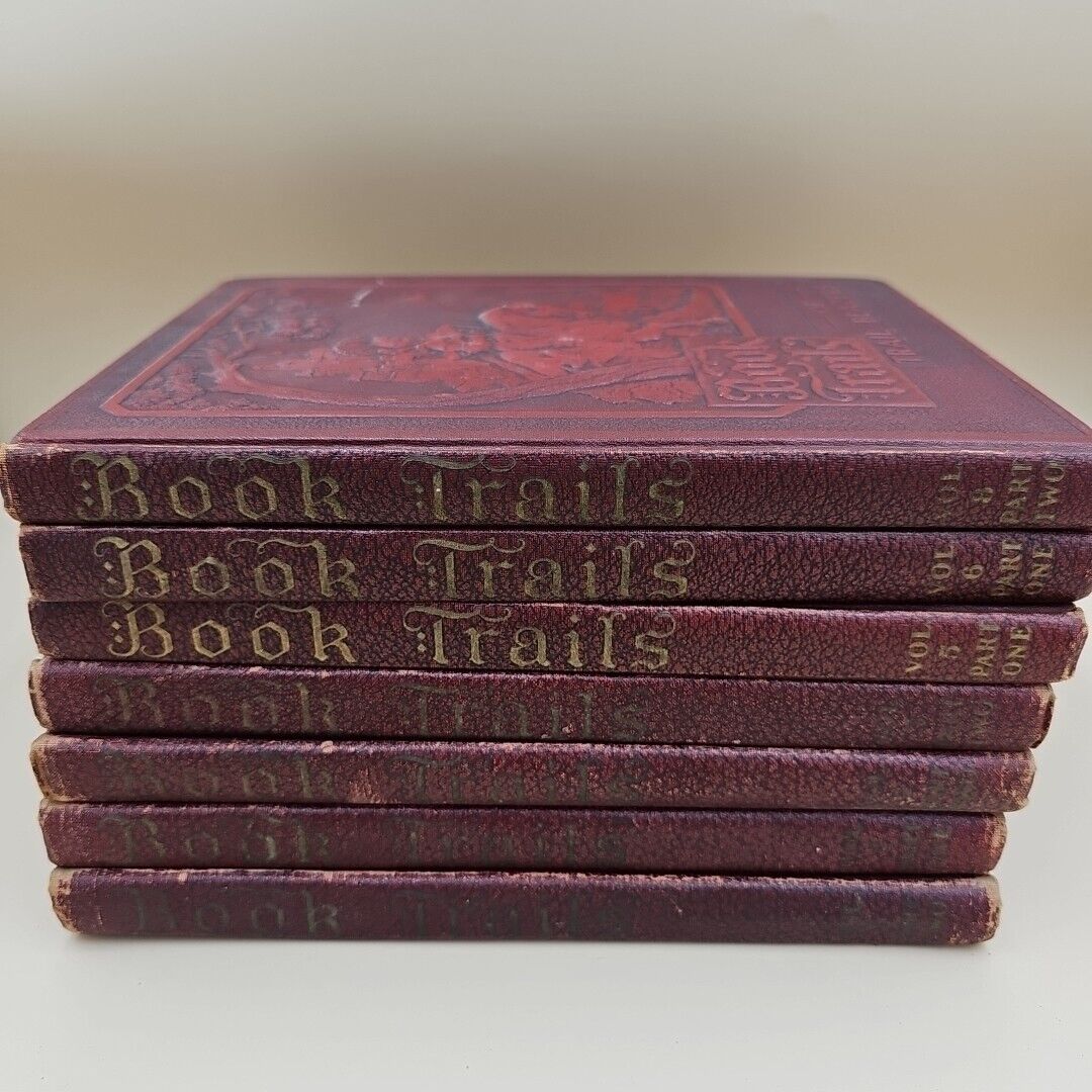 Book Trails Lot of 7 Volumes Hardcover 1929 Vintage Children's Books Rare