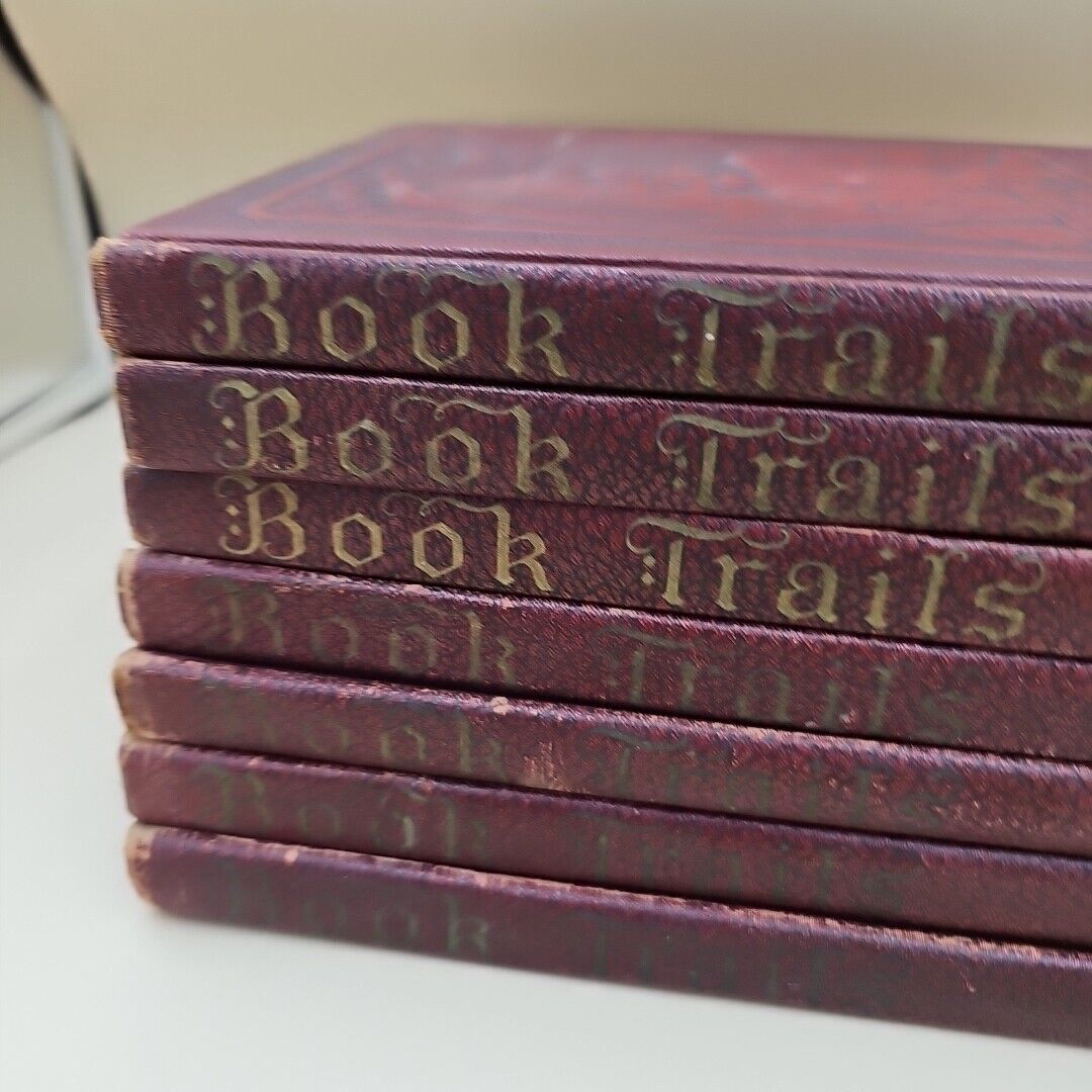 Book Trails Lot of 7 Volumes Hardcover 1929 Vintage Children's Books Rare